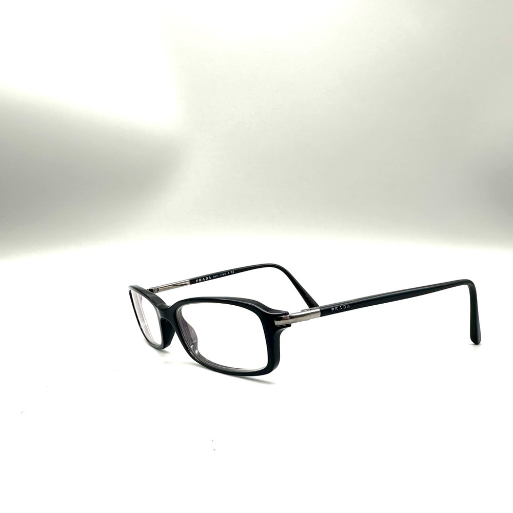 Prada Black Silver Rectangular Glasses Italy Vpr1… - image 1